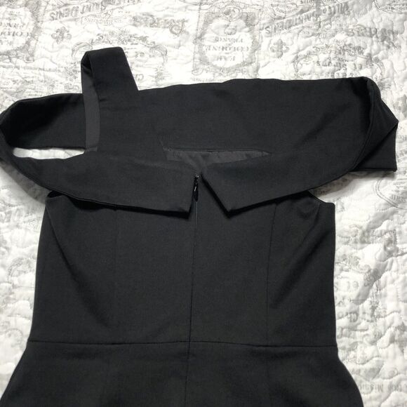 Adelyn Rae Women's Black Nicole One Shoulder Trumpet Knee Length Dress Sz S - Picture 4 of 14